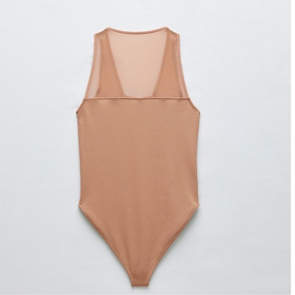Zara Beige Tulle Bodysuit - Picture 4 of 9